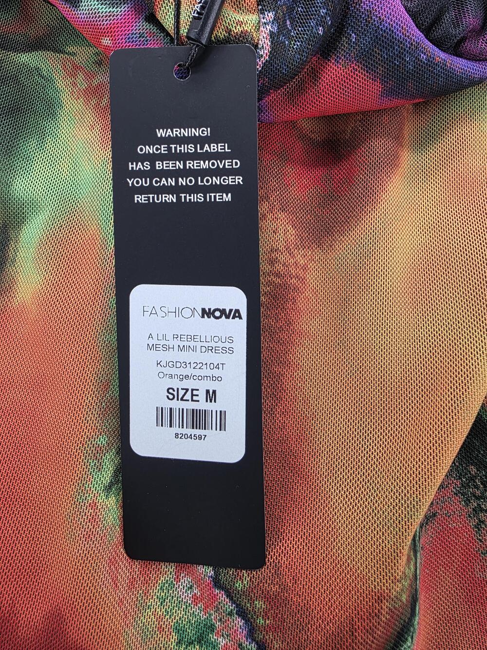 Fashion Nova Dress Womens M Multicolor Cowl Neck Strappy Bodycon Mesh Mini - Picture 5 of 8